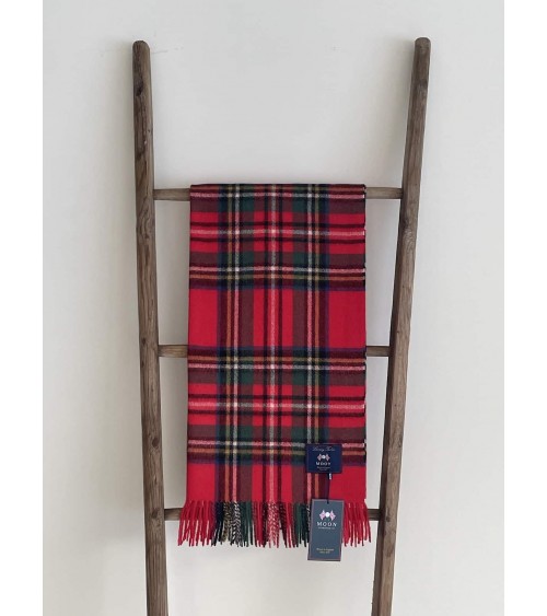 Tartan ALPACA STEWART RED XXL - großer Alpaka Schal Bronte by Moon Damen Winter Winterschal Herrenschal woll schal mit franse...