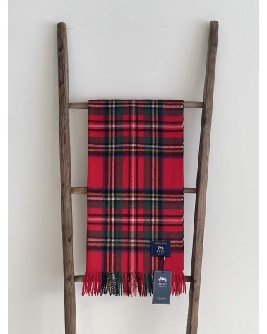 Tartan ALPACA STEWART RED XXL - großer Alpaka Schal Bronte by Moon Damen Winter Winterschal Herrenschal woll schal mit franse...