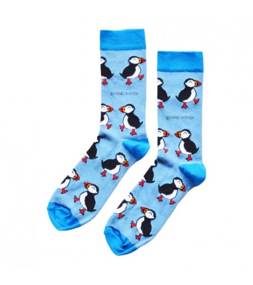 Save the Puffins - Bamboo Socks Bare Kind funny crazy cute cool best pop socks for women men