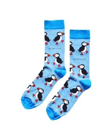 Save the Puffins - Bamboo Socks Bare Kind funny crazy cute cool best pop socks for women men