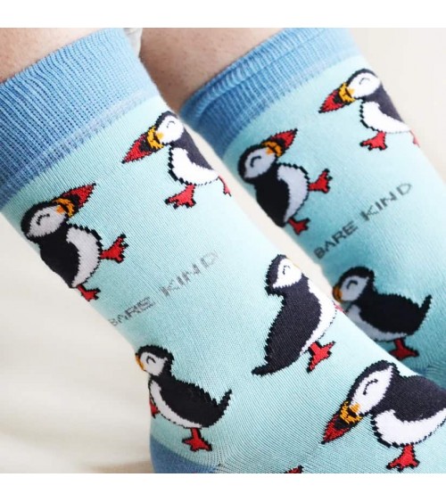 Save the Puffins - Bamboo Socks Bare Kind funny crazy cute cool best pop socks for women men