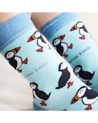 Save the Puffins - Bamboo Socks Bare Kind funny crazy cute cool best pop socks for women men