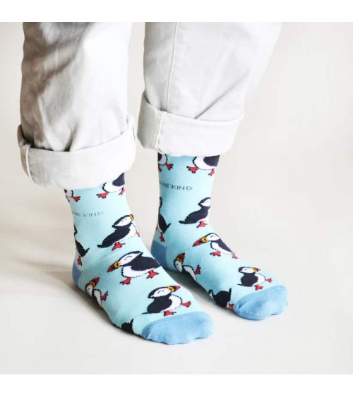 Save the Puffins - Bamboo Socks Bare Kind funny crazy cute cool best pop socks for women men