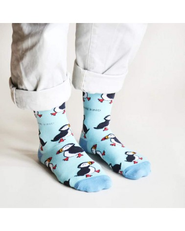 Save the Puffins - Bamboo Socks Bare Kind funny crazy cute cool best pop socks for women men