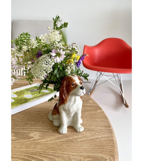 Cavalier King Charles - Petit vase à fleurs Chien Quail Ceramics design fleur décoratif original kitatori suisse