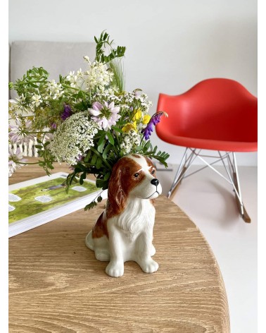 Cavalier King Charles - Petit vase à fleurs Chien Quail Ceramics design fleur décoratif original kitatori suisse