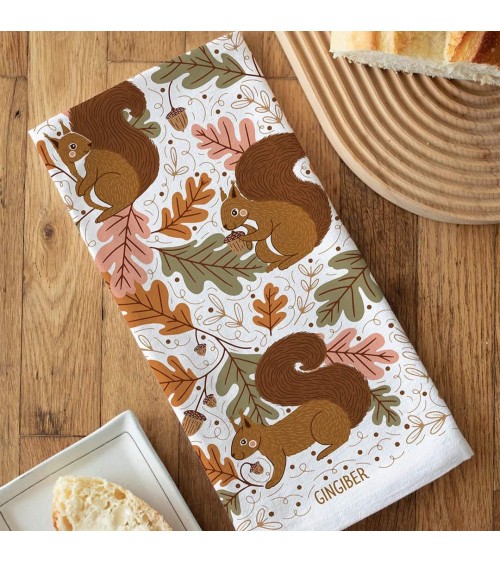 Squirrel - Tea towel, kitchen towel Gingiber best kitchen hand towels fall funny cute