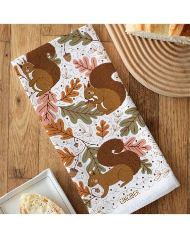 Squirrel - Tea towel, kitchen towel Gingiber best kitchen hand towels fall funny cute