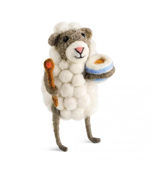 Babs, the pastry chef - Felt sheep - Decorative object Sew Heart Felt original kitatori switzerland