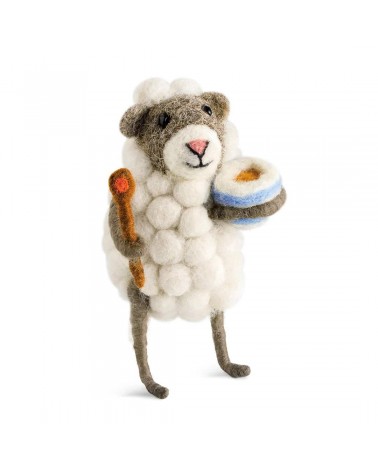 Babs, the pastry chef - Felt sheep - Decorative object Sew Heart Felt original kitatori switzerland