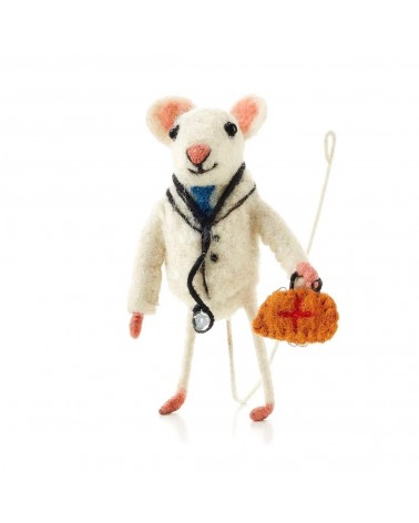 Souris médecin - Objet déco Sew Heart Felt original kitatori suisse