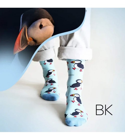 Save the Puffins - Bamboo Socks Bare Kind funny crazy cute cool best pop socks for women men