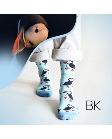 Save the Puffins - Bamboo Socks Bare Kind funny crazy cute cool best pop socks for women men