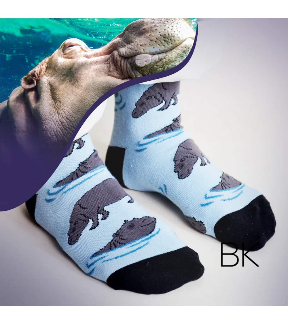 Sauvez les hippopotames - Chaussettes en bambou Bare Kind jolies pour femme originales pour homme chausset rigolotes drole Su...