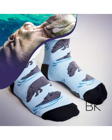 Sauvez les hippopotames - Chaussettes en bambou Bare Kind jolies pour femme originales pour homme chausset rigolotes drole Su...