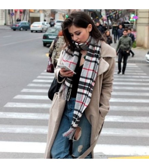 Tartan GREY THOMPSON - Sciarpa di lana merinos Bronte by Moon sciarpa inglese per donna da uomo per donna sciarpe di lana ele...