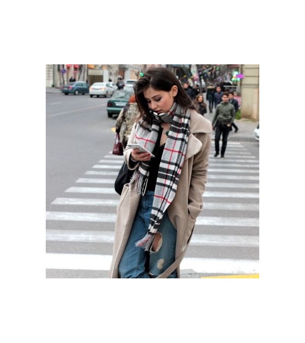 GREY THOMPSON - Tartan Merino wool scarf Bronte by Moon scarves for women mens scarf Kitatori Switzerland