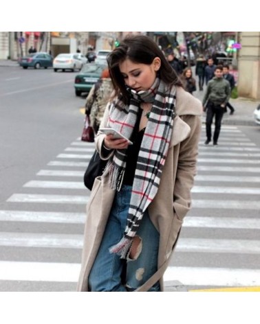 GREY THOMPSON - Tartan Merino wool scarf Bronte by Moon scarves for women mens scarf Kitatori Switzerland