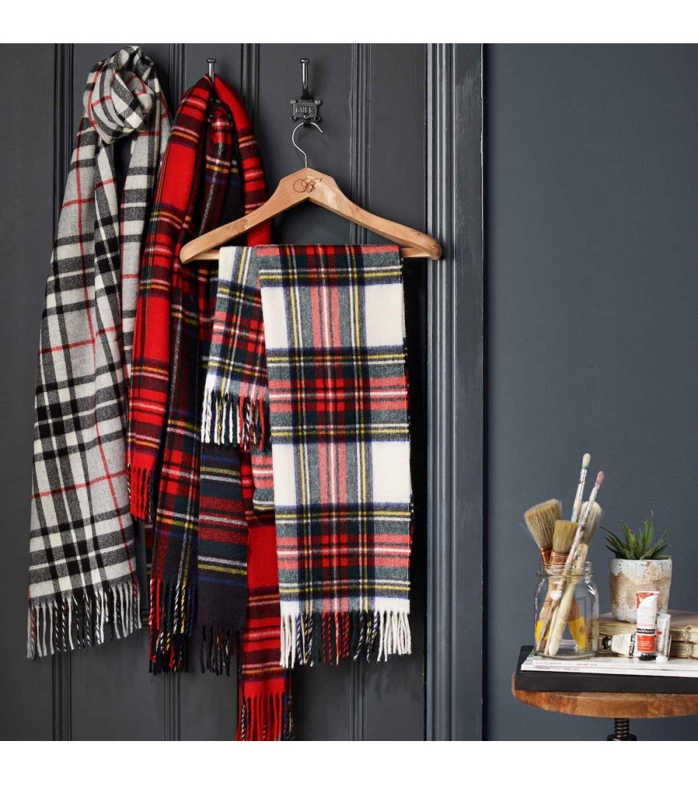 GREY THOMPSON - Tartan Merino wool scarf Bronte by Moon scarves for women mens scarf Kitatori Switzerland