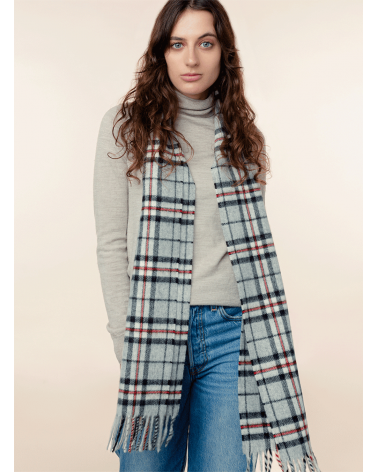 GREY THOMPSON - Tartan Merino wool scarf Bronte by Moon scarves for women mens scarf Kitatori Switzerland