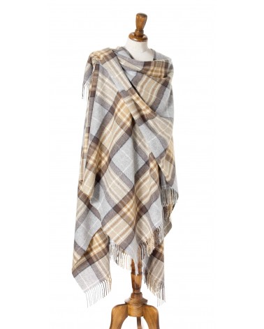 Grand Ruana Tartan MCKELLAR - poncho, cape en laine mérinos Bronte by Moon femme hiver chic plaid kitatori suisse