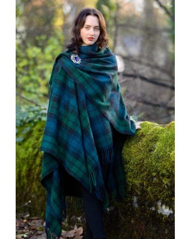 große Ruana Tartan BLACK WATCH - Poncho, cape aus Merino Wolle Bronte by Moon wollponcho Ponchos für Damen elegant Winter kaufen