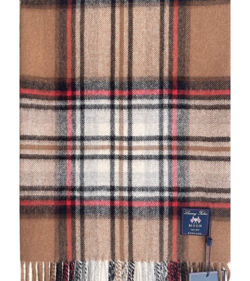 Tartan ALPACA STEWART BROWN XXL - großer Alpaka Schal Bronte by Moon Damen Winter Winterschal Herrenschal woll schal mit fran...