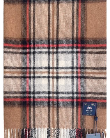 Tartan ALPACA STEWART BROWN XXL - großer Alpaka Schal Bronte by Moon Damen Winter Winterschal Herrenschal woll schal mit fran...