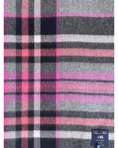 Tartan ALPACA STEWART Grey / Pink XXL - grande écharpe en alpaga Bronte by Moon luxe pour femme homme Suisse Kitatori