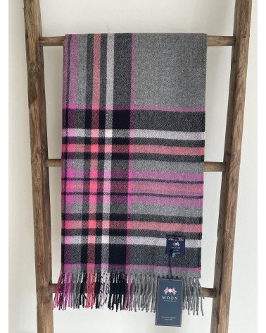 Tartan ALPACA STEWART Grey / Pink XXL - großer Alpaka Schal Bronte by Moon Damen Winter Winterschal Herrenschal woll schal mi...