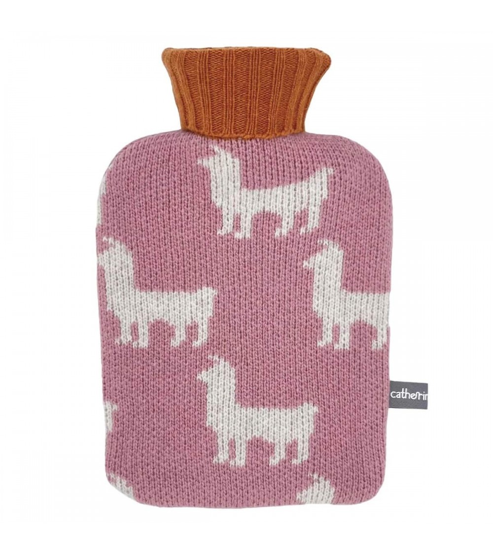 Llamas - Small Hot water bottle with wool cover Catherine Tough bag long rechargeable luxury cute