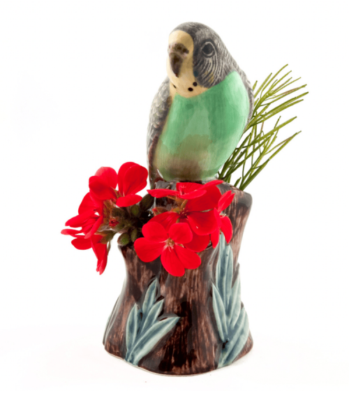 Mini flower vase - Budgerigar Green Quail Ceramics table flower living room vase kitatori switzerland