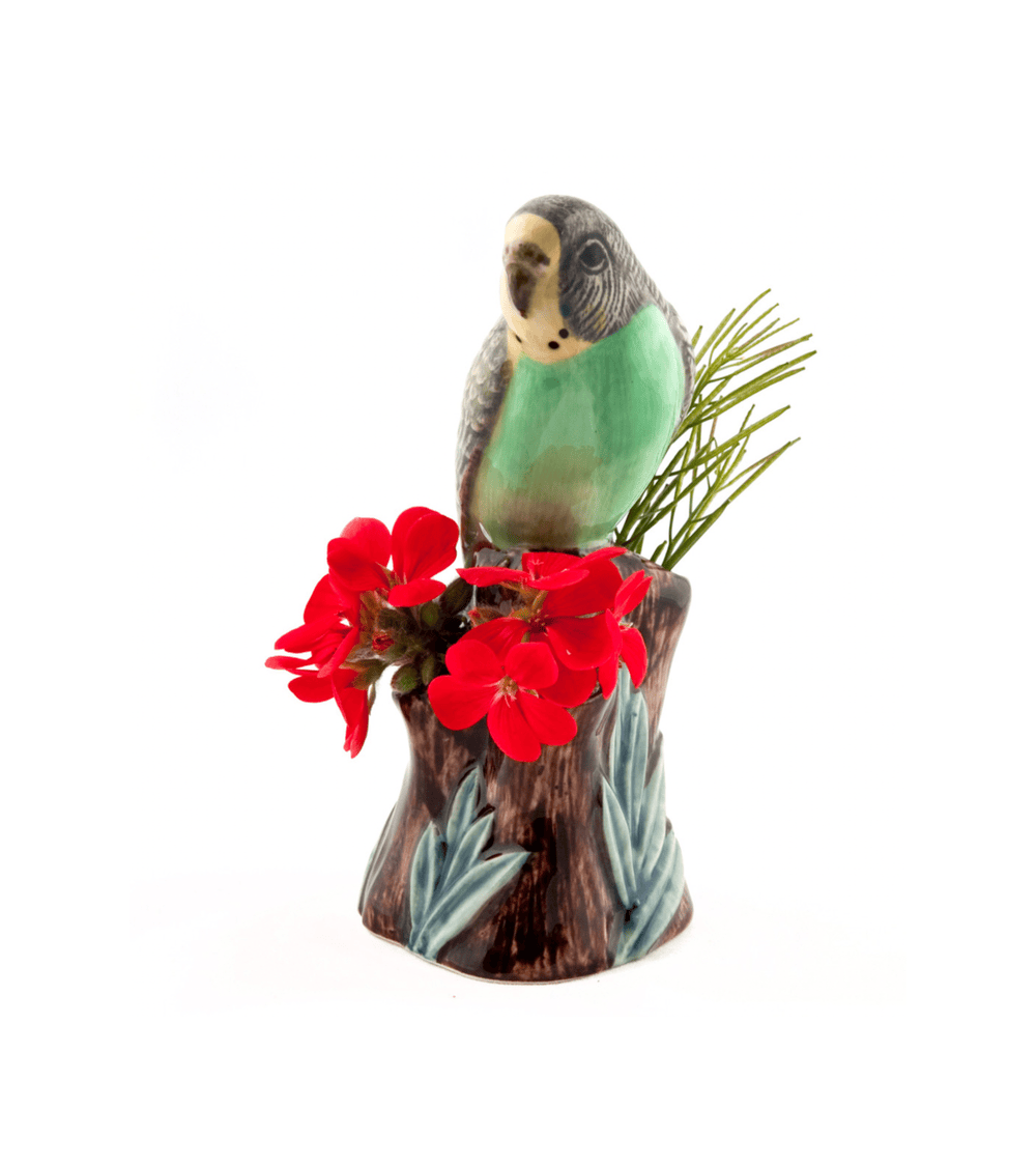Mini vase à fleurs - Perruche verte Quail Ceramics design fleur décoratif original kitatori suisse