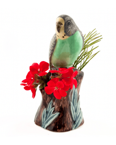 Mini flower vase - Budgerigar Green Quail Ceramics table flower living room vase kitatori switzerland