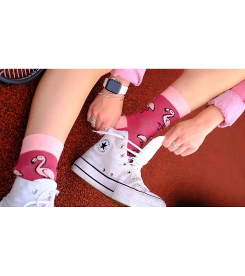 Save the Flamingos - Bamboo Socks Bare Kind funny crazy cute cool best pop socks for women men