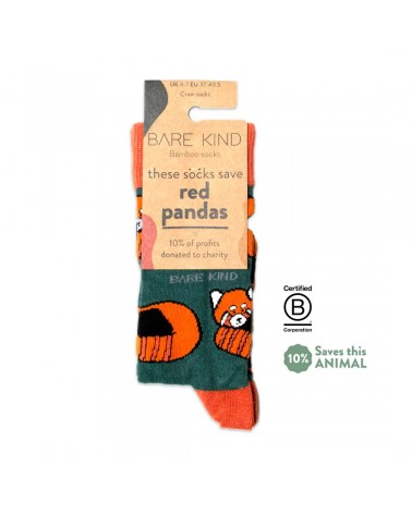 Sauvez les pandas roux - Chaussettes en bambou Bare Kind jolies pour femme originales pour homme chausset rigolotes drole Suisse