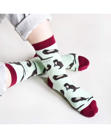 Save the otters - Bamboo Socks Bare Kind funny crazy cute cool best pop socks for women men