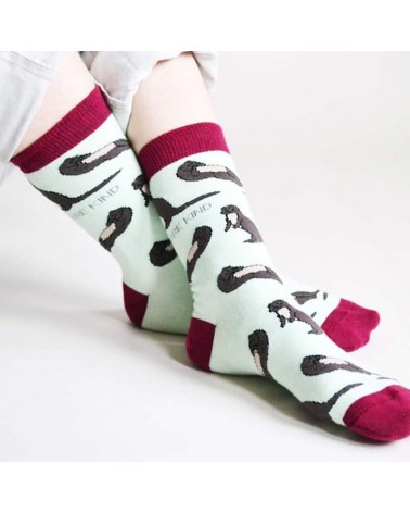 Save the otters - Bamboo Socks Bare Kind funny crazy cute cool best pop socks for women men