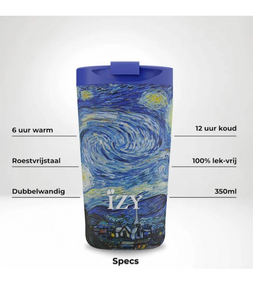 Starry Night by Vincent van Gogh - Thermos coffee Mug IZY Bottles best water bottle