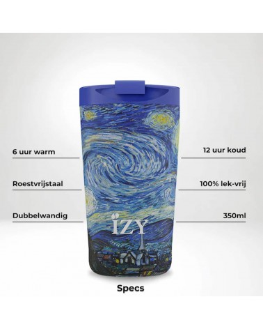 Starry Night by Vincent van Gogh - Thermos coffee Mug IZY Bottles best water bottle