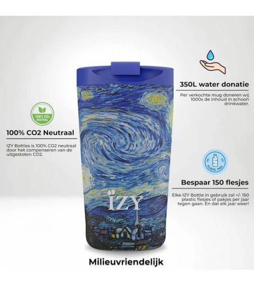 La nuit étoilée de Vincent van Gogh - Mug Isotherme IZY Bottles gourde sport metal d eau aluminium thé design