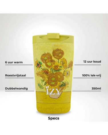 Sunflowers by Vincent van Gogh - Thermos coffee Mug IZY Bottles best water bottle