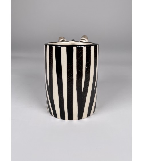 Zèbre - Porte crayon & stylo, Petit pot de fleur Quail Ceramics bureau original design pour plantes intérieur à couvert bross...