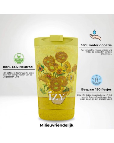 Sunflowers by Vincent van Gogh - Thermos coffee Mug IZY Bottles best water bottle