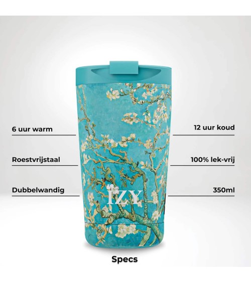 Almond Blossom by Vincent van Gogh - Thermos coffee Mug IZY Bottles best water bottle