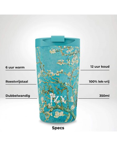 Almond Blossom by Vincent van Gogh - Thermos coffee Mug IZY Bottles best water bottle