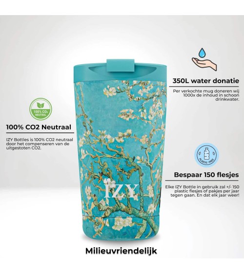 Amandier en fleurs de Vincent van Gogh - Mug Isotherme IZY Bottles gourde sport metal d eau aluminium thé design