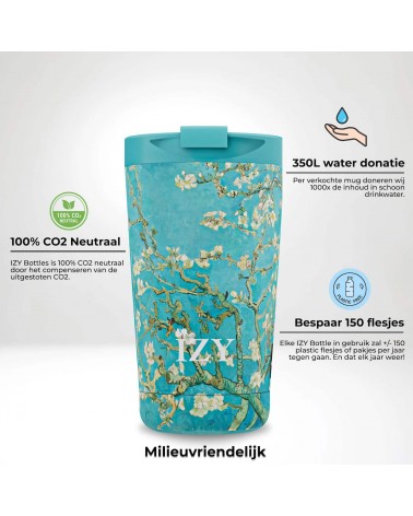 Amandier en fleurs de Vincent van Gogh - Mug Isotherme IZY Bottles gourde sport metal d eau aluminium thé design