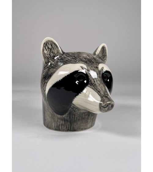 Raccoon - Animal Pencil pot & Flower pot Quail Ceramics pretty pen pot holder cutlery toothbrush makeup brush