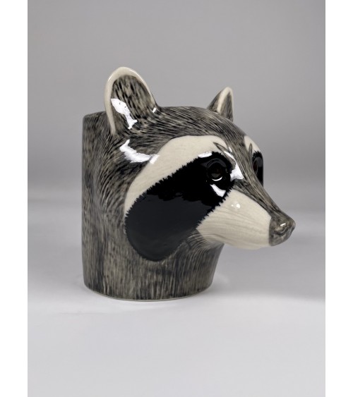 Raccoon - Animal Pencil pot & Flower pot Quail Ceramics pretty pen pot holder cutlery toothbrush makeup brush